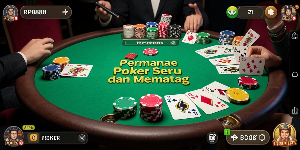 Antarmuka permainan Poker yang menarik di RP8888.