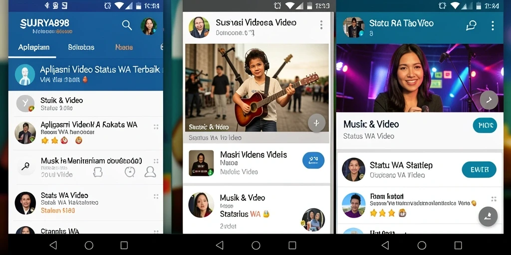 Antarmuka aplikasi SURYA898 untuk mengunduh Status WA Video.