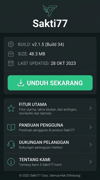 Tampilan halaman APK sakti77
