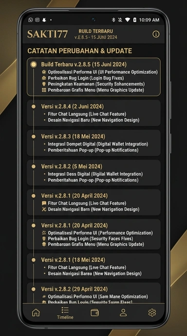 Tampilan riwayat versi sakti77